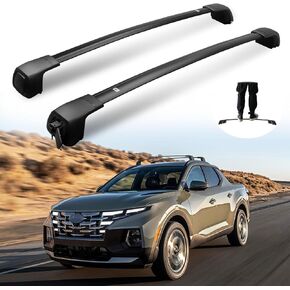 Lockable Roof Racks Cross Bars for Hyundai Santa Cruz 2021-2025, Fits Models with Side Rails, Black Anti-Theft Cross Rails