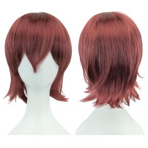 12 Inches Unisex Short Cosplay Hair Party BOB Wig with Bangs Halloween Costume Wigs (Bright Orange)