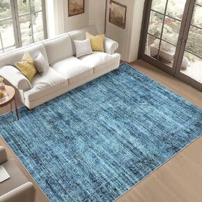 Washable Runner Rug 2x6, Vintage Distressed Non-Slip Kitchen Rug Runner, Retro Abstract Low Pile Rug Runners for Hallways Soft Carpet Runners for Bedroom Laundry Room, Teal Multi