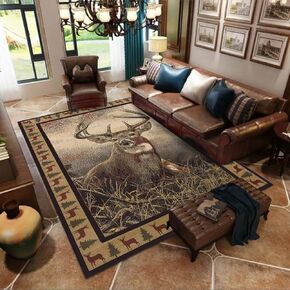 Rustic Lodge Bear Moose Bathroom Entryway Rug Mats Kitchen Runner Vintage Small Area Rugs Non Skid Doormat,2'x3'