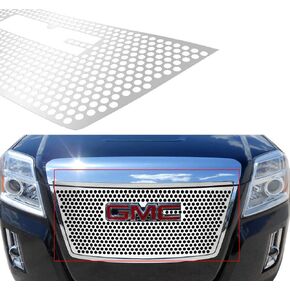 APS Compatible with GMC Terrain 2010-2015 with Logo Show Main Upper Stainless Steel Silver Laser Cut Front Grill Grille Insert G46743S