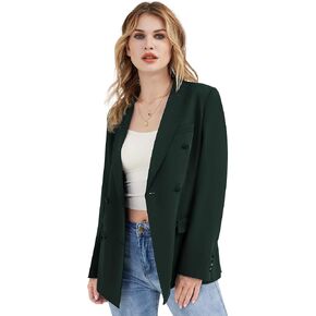 Women's Casual Long Sleeve Blazers Double Breasted Notch Lapel Suit Work Office Open Front Blazers Jacket