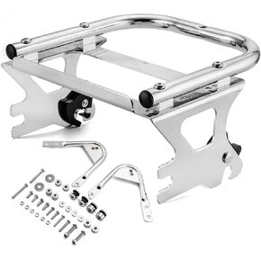 Mofun Detachable Two Up Tour Rack Luggage Rack with Docking Hardware Kit Compatible with Harley Touring Road King Electra Glide Street Glide Road Glide 1997-2008 Chrome
