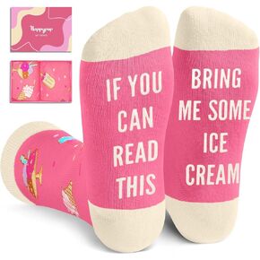 HAPPYPOP Ice Cream Gifts For Women, Ice Cream Gifts for Teens Ice Cream Socks, If You Can Read This, Christmas Stocking Stuffers