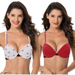 Curve Muse Women's Plus Size Add 1 and a Half Cup Push Up Underwire Bras