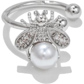 Ear Cuff Honey Bee Cartilage Non Piercing Wrap Earring Cubic Zirconia Faux Pearl Huggie Hoops Clip On Cuffs Earrings Fashion Jewelry Gifts for Women Girls Bff