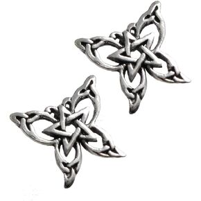 Sterling Silver Butterfly Pentacle Pentagram Earring Studs