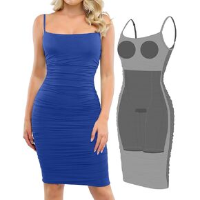 Popilush Ruched Bodycon Dresses for Women Shapewear Dress Corset Midi Dresses HOCO Cocktail Dress