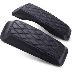 MoKitDora Saddlebag Lid Bra Covers Microfiber Leather Compatible with 2014-up Harley Touring FL Road King Road Glide Electra Glide Street Glide, Lattice Stitched