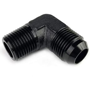 10AN Flare to 1/2 NPT 90 Degree Pipe Hose Adapter Fitting Aluminum AN10 Male Flare to 1/2" NPT Male Thread Black Anodized