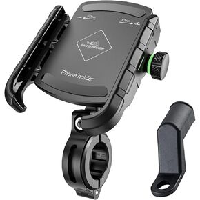 GRAND PITSTOP Motorcycle Phone Mount Aluminium Handlebar/Rear-View Mirror Bike Cellphone Holder Sturdy for iPhone Samsung Google Nokia 3.5-6.8 inch Other Smartphones (Black)