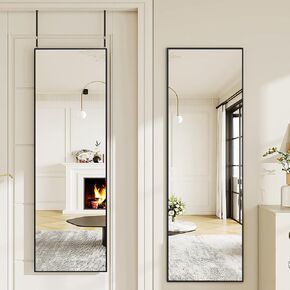 Door Mirror, Over The Door Full Length Mirror, Mirror Full Length, 48"x14" Hanging Mirror, The Full Body Mirror for Bedroom, Living Room, Entryway, Dorm, Black