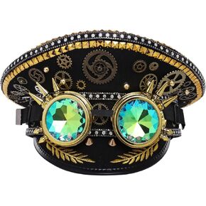 GRACEART المرأة حرق رجل الترتر قبعة Mucis مهرجان القبعات العسكرية الكابتن قبعات Steampunk مع نظارات