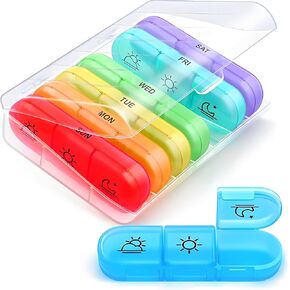 AIMI Weekly Pill Organizer 3 Times a Day, Large 7 Day Pill Box 3 Times a Day with Separate Container, Portable Pill Case for Medication, Vitamins, Fish Oil and Supplements