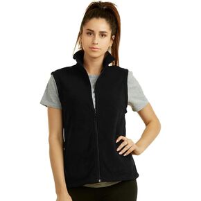 Women's Polar Fleece Full Zip Up Winter Vest (S, Black)
