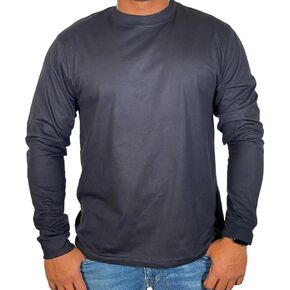 BROOKLYN VERTICAL Mens Long Sleeve Cotton T Shirt Crew Neck 5 Colors S-5XL