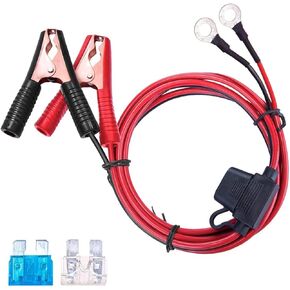 DEDC 13.1FT/4M 16AWG Extension Cord Eyelet Terminal with Battery Clamp 12V/ 24V Battery Clip-On for High-Power Inverter, Boat, RV Battery, Air Pump,Car Fridge and More Inverter Cables