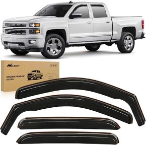 Nilight Window Visor Compatible with Chevy Silverado 1500/Avalanche 2007-2013 GMC Sierra 1500/Silverado/Sierra 2500-3500HD Crew Cab 2007-2014 Yukon XL in Channel Window Deflectors,Rain Guards