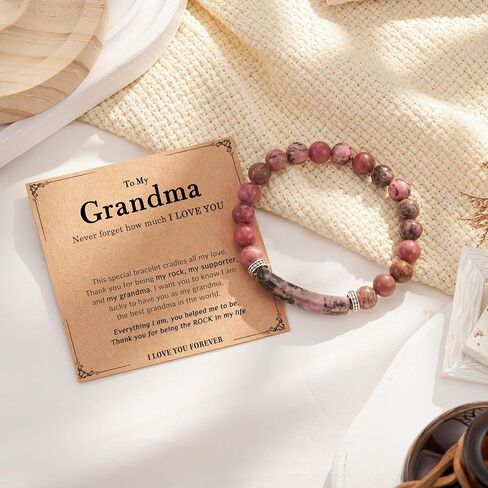 Seyaa 8mm Natural Stone Bracelet Gifts for Mom Grandma, 30 50th Birthday Gifts for Women Mother's Day Valentine's Day Christmas Gifts for Her in Saudi Arabia