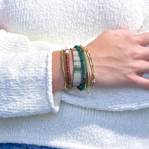 INK + ALLOY Mixed Beaded Bracelet Stack for Women, Curated Boho Stackable Bracelet Set, Handmade Jewelry for the Modern Bohemian in Saudi Arabia