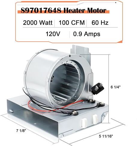 Hiorucet S97017063 97017063 مجموعة سخان منفاخ المحرك لسخان Broan Nutone، 655-C 655-B 655-A 655F 655 695 HFL695 656 658 659 استبدال مروحة التدفئة لمروحة عادم الحمام Broan Nutone. in Saudi Arabia