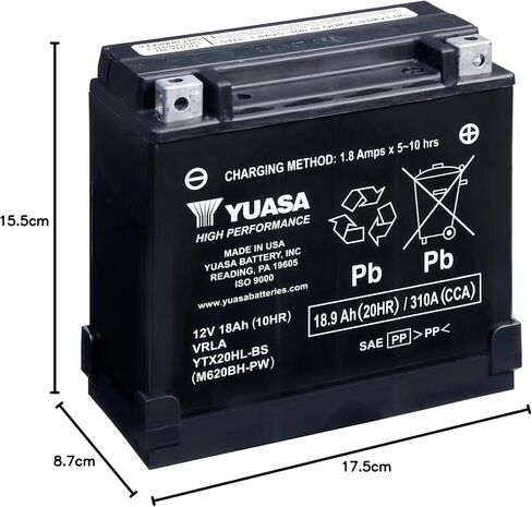Yuasa YUAM620BH YTX20HL-BS بطارية AGM من سلسلة H خالية من الصيانة مع حزمة حمض in Saudi Arabia