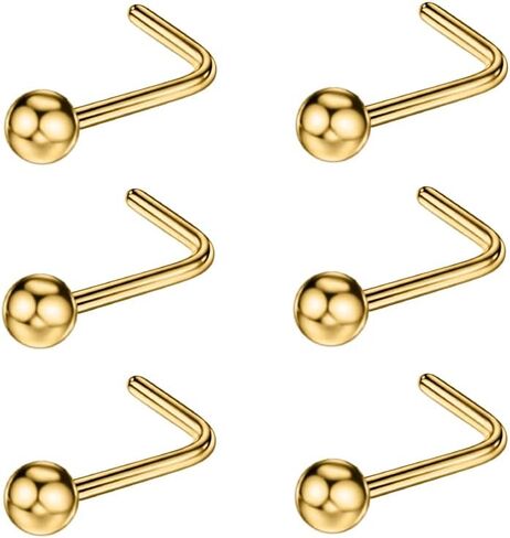 FANSING Nose Rings Surgical Steel Nose Studs L Shaped Nose Rings for Women Men Nostril Piercing Studs with Ball End in Saudi Arabia