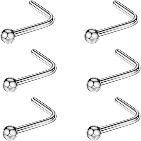 FANSING Nose Rings Surgical Steel Nose Studs L Shaped Nose Rings for Women Men Nostril Piercing Studs with Ball End in Saudi Arabia