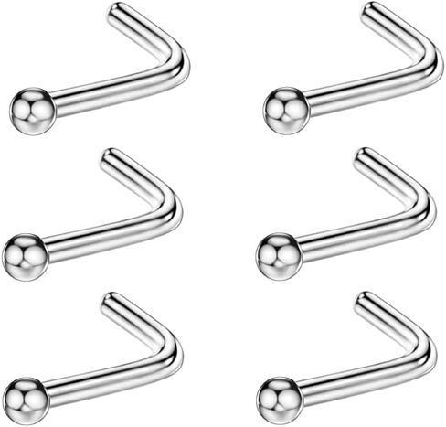 FANSING Nose Rings Surgical Steel Nose Studs L Shaped Nose Rings for Women Men Nostril Piercing Studs with Ball End in Saudi Arabia