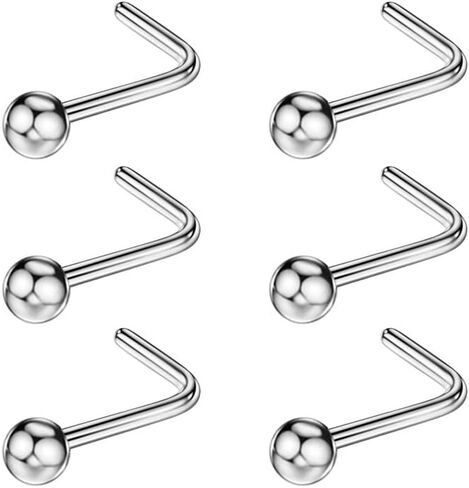 FANSING Nose Rings Surgical Steel Nose Studs L Shaped Nose Rings for Women Men Nostril Piercing Studs with Ball End in Saudi Arabia