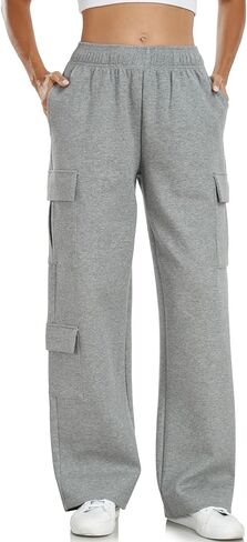 بنطلون رياضي نسائي من Inno مقاس 28 بوصة 31 بوصة 34 بوصة 36 بوصة مصنوع من الصوف الناعم Y2K كاجوال فضفاض واسع الساق من القطن موضة 2024 عصري، رمادي فاتح، L، طول إضافي 36 درزة داخلية in Kuwait