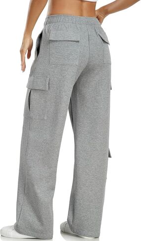 بنطلون رياضي نسائي من Inno مقاس 28 بوصة 31 بوصة 34 بوصة 36 بوصة مصنوع من الصوف الناعم Y2K كاجوال فضفاض واسع الساق من القطن موضة 2024 عصري، رمادي فاتح، L، طول إضافي 36 درزة داخلية in Kuwait