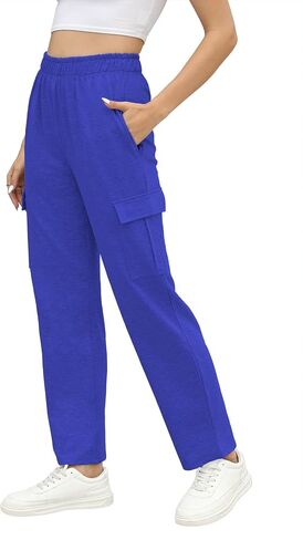 Cargo Sweatpants for Women Casual High Waisted Wide Leg Baggy Fleece Jogger Pants with Pocket in Saudi Arabia