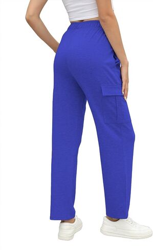 Cargo Sweatpants for Women Casual High Waisted Wide Leg Baggy Fleece Jogger Pants with Pocket in Saudi Arabia