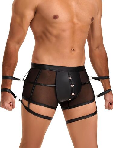 ohyeahlady Sexy Underwear for Men Mesh Boxer Briefs Underwear Breathable Soft Pouch Trunks Lingerie for Mens Jockstraps in Kuwait