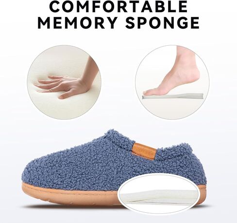 Memory Foam Slippers for Women - Indoor Cozy House Slip-on with Warm Curly Full in Kuwait