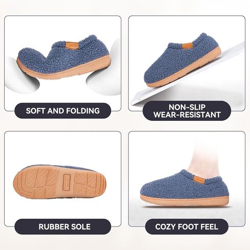 Memory Foam Slippers for Women - Indoor Cozy House Slip-on with Warm Curly Full in Kuwait