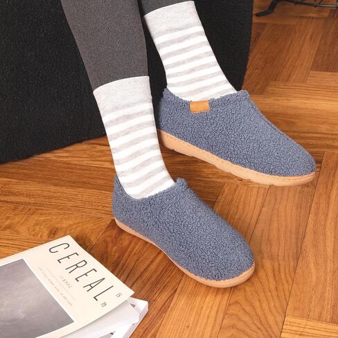 Memory Foam Slippers for Women - Indoor Cozy House Slip-on with Warm Curly Full in Kuwait