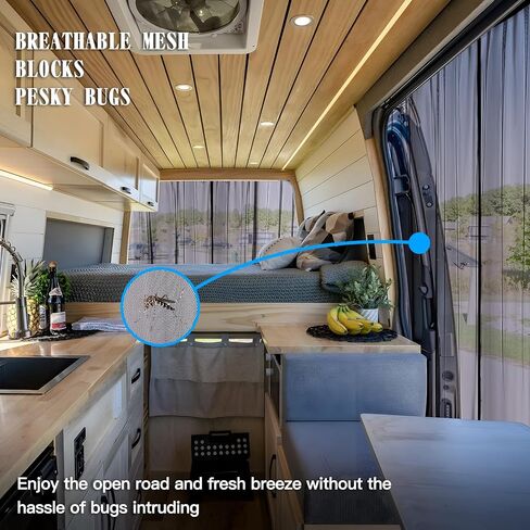 ZATOOTO Van Bug Screen Magnetic Sliding Door Van Screen Mesh Curtains Easy to Install and Remove, Universal Fly Screen for Mercedes Sprinter Ford Transit RAM Promaster and Campervans, 71"(H) x 59"(W) in Kuwait