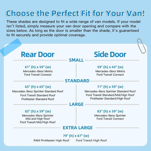 ZATOOTO Van Bug Screen Magnetic Sliding Door Van Screen Mesh Curtains Easy to Install and Remove, Universal Fly Screen for Mercedes Sprinter Ford Transit RAM Promaster and Campervans, 71"(H) x 59"(W) in Kuwait