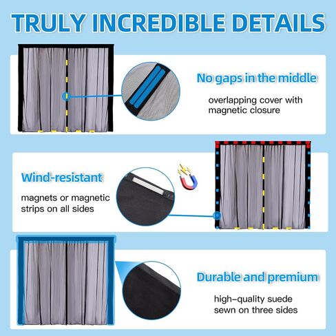 ZATOOTO Van Bug Screen Magnetic Sliding Door Van Screen Mesh Curtains Easy to Install and Remove, Universal Fly Screen for Mercedes Sprinter Ford Transit RAM Promaster and Campervans, 71"(H) x 59"(W) in Kuwait