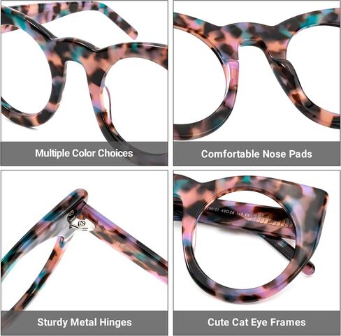 Zeelool Vintage Oversized Thick Cat Eye Glasses Frame for Women Chic Blue Light Glasses Ophelia in Saudi Arabia