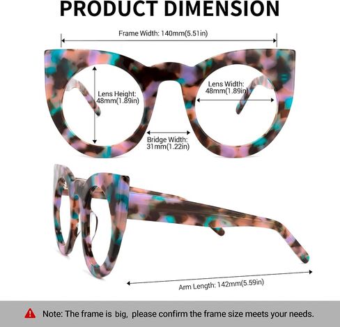 Zeelool Vintage Oversized Thick Cat Eye Glasses Frame for Women Chic Blue Light Glasses Ophelia in Saudi Arabia