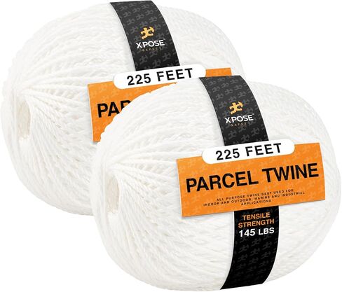 Parcel Twine - Polyester Cord Twine String 225' - Extra Strong Thick White String Spool - Ties Easily and Securely- Packaging Rope, Lacing Cord, Braided Line for Craft Supplies and Packing in Kuwait
