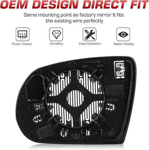 Passenger Right Side View Heated Mirror Glass Replacement for 2014-2019 Jeep Cherokee, 2017-2021 Jeep Compass, Replace 68228918AA 68228912AA 68228910AA in Kuwait