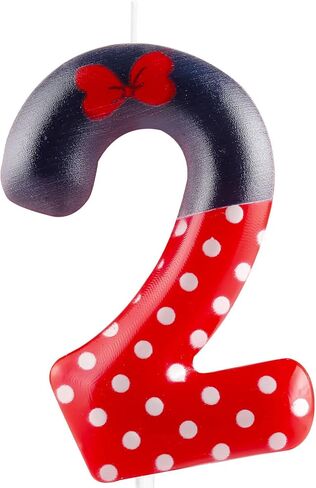 Red Mouse 2nd Birthday Candle for Boys Girls, Black Red Mouse Birthday Cake Topper for Cartoon Theme Birthday Party Decorations Supplies in Kuwait