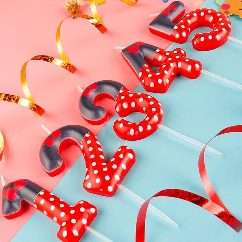 Red Mouse 2nd Birthday Candle for Boys Girls, Black Red Mouse Birthday Cake Topper for Cartoon Theme Birthday Party Decorations Supplies in Saudi Arabia