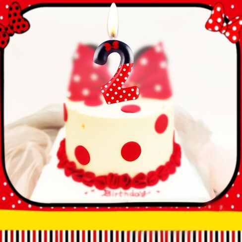 Red Mouse 2nd Birthday Candle for Boys Girls, Black Red Mouse Birthday Cake Topper for Cartoon Theme Birthday Party Decorations Supplies in Saudi Arabia