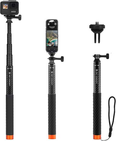 K&F Concept 60 inch Invisible Selfie Stick, Extension Pole compatiable with Insta360 Sports Camera, GoPro, DJI Action, 1/4" Extended Monopod Pole with GoPro Adapter in Kuwait