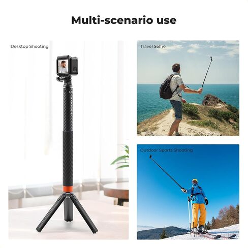 K&F Concept 60 inch Invisible Selfie Stick, Extension Pole compatiable with Insta360 Sports Camera, GoPro, DJI Action, 1/4" Extended Monopod Pole with GoPro Adapter in Kuwait